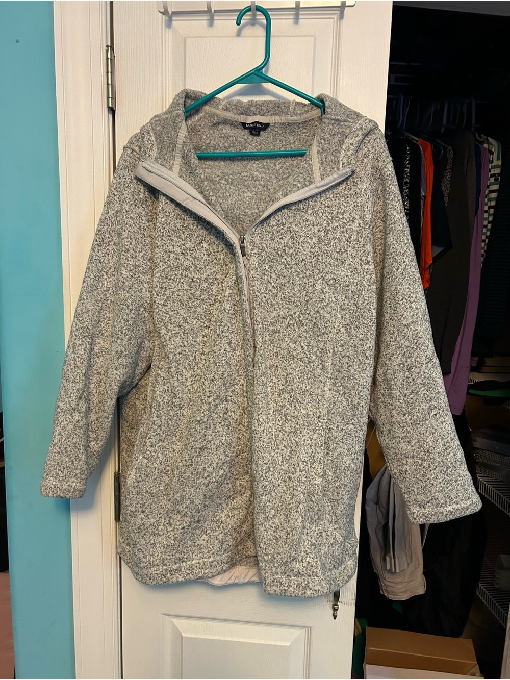Lands' End Gray Sherpa Fleece Jacket